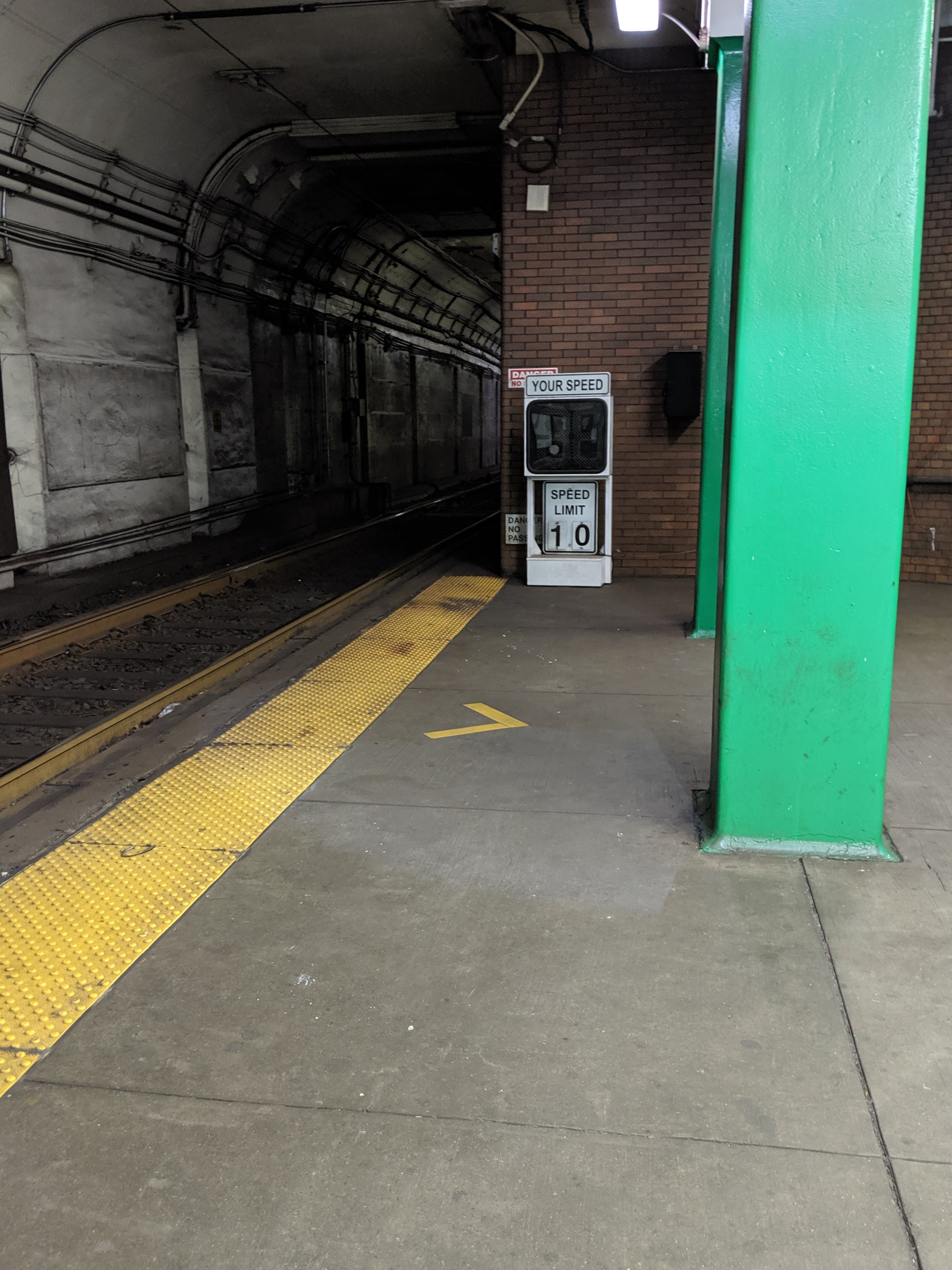 A speed trap for the Green Line trains in Boston.